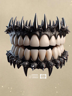 Spiked Teeth Graphic T-Shirt - Albaricoque