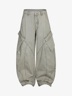 Patchwork Multi-Pocket Workwear Casual Machete Pants - Light Grey