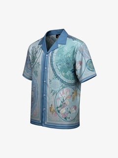 Porcelain Floral Cuban Collar Shirt - Photo Color