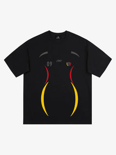 Retro 09 Graphic Crest Print T-Shirt - Negro