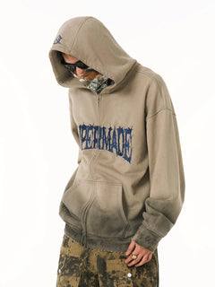 SUPERMADE Thorn Embroidery Zip Hoodie - Sand Color