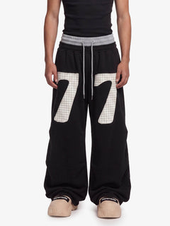 Double-Waisted Ruched Sweatpants - Negro