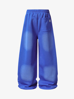 Spray Paint Star Print Distressed Sweatpants - Royal Blue