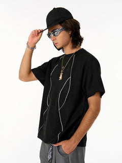Functional Deconstructed Split Short-Sleeved T-Shirt - Negro