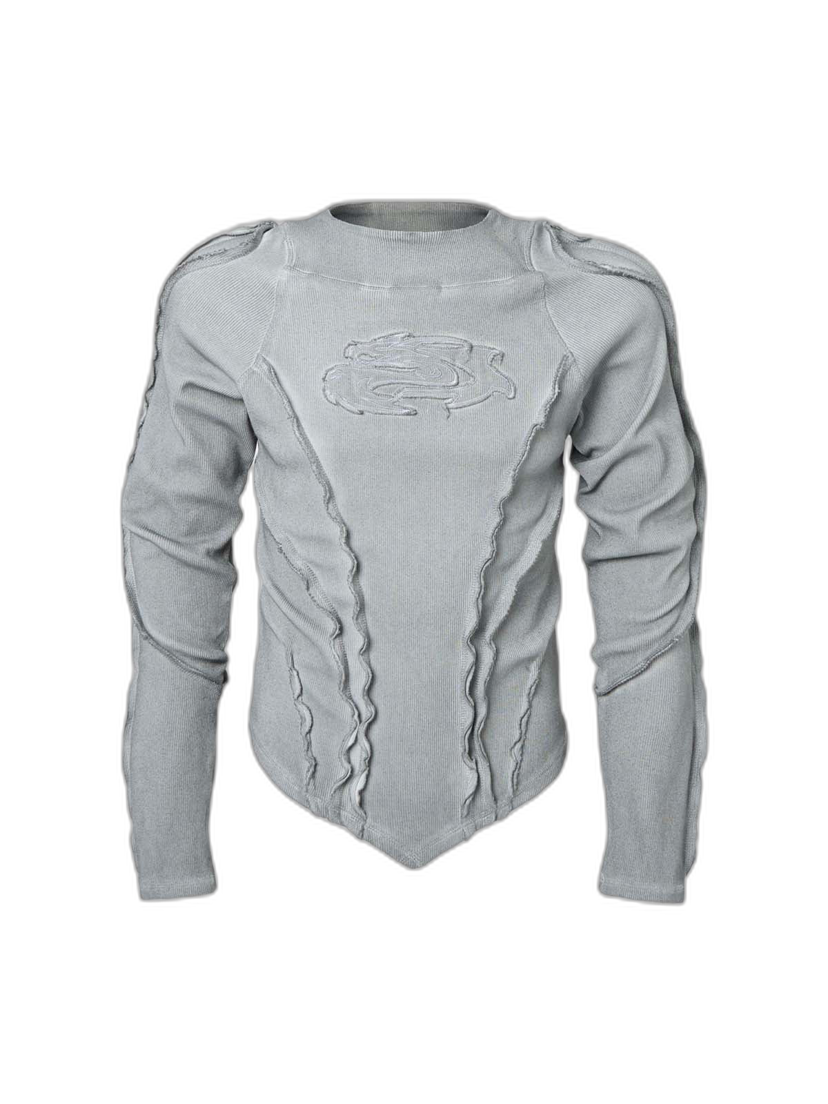 Vintage Washed Sculpted Seam Ribbed Long Sleeve T-Shirt