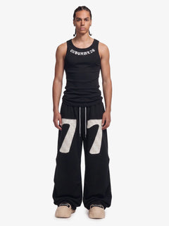 Double-Waisted Ruched Sweatpants - Negro