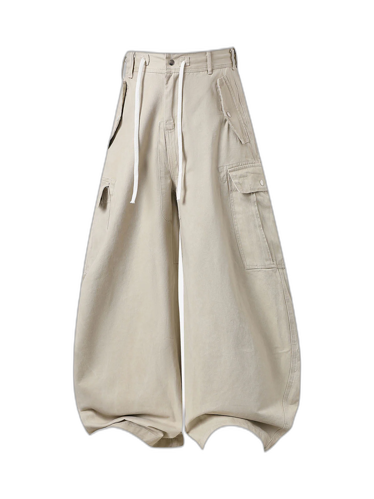 Curved-Hem Baggy Cargo Pants