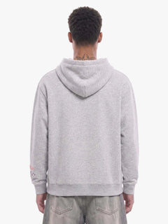 Detachable Hair Clip Decoration Zip Up Hoodie - Gris