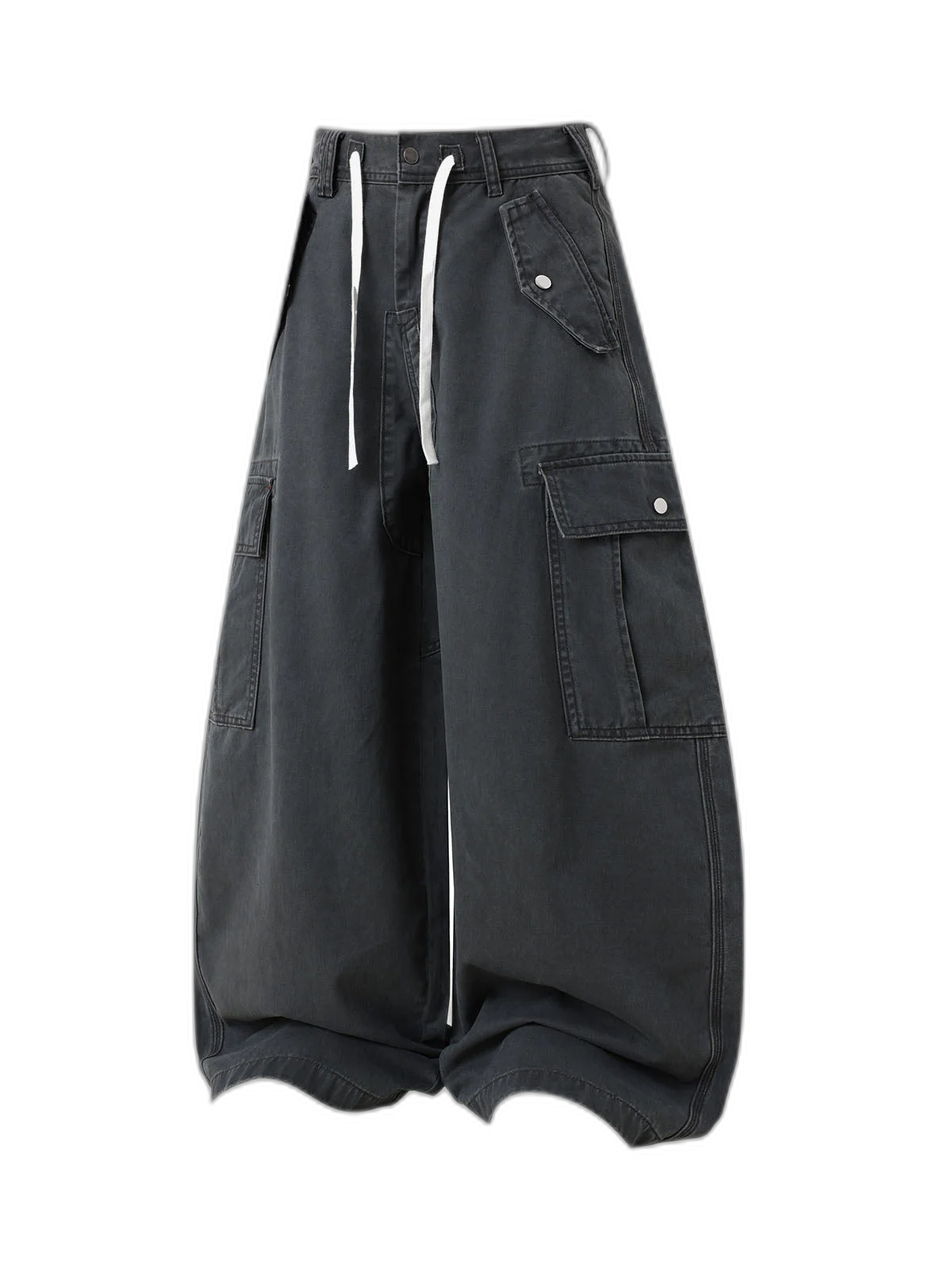 Curved-Hem Baggy Cargo Pants