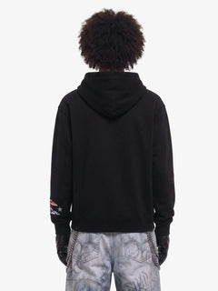Detachable Hair Clip Decoration Zip Up Hoodie - Negro