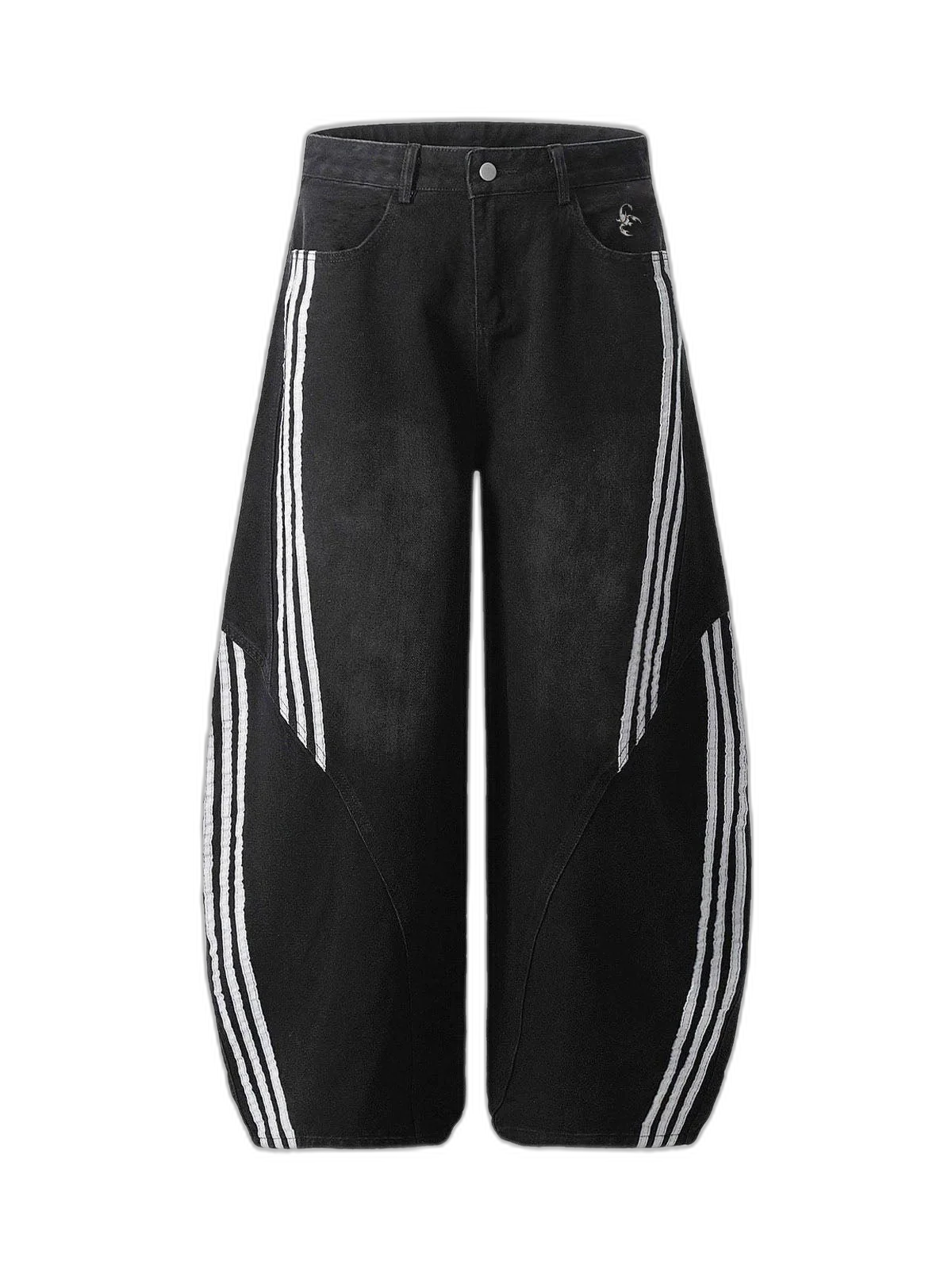 Contrast Side Stripe Denim Barrel Jeans