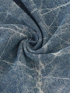 Retro Crackle-Washed Barrel Jeans - Azul