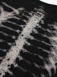 Skeleton Graphic Waffle Sweatshirt - Negro
