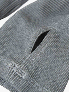 Vintage Washed Sculpted Seam Ribbed Long Sleeve T-Shirt - Light Grey