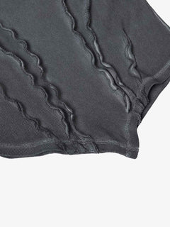 Vintage Washed Sculpted Seam Ribbed Long Sleeve T-Shirt - Gris oscuro