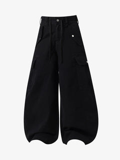 Curved-Hem Baggy Cargo Pants - Negro