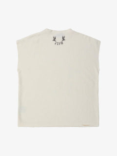 Waffle Thorn Print Sleeveless T-Shirt - Off-White