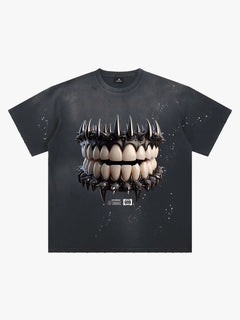 Spiked Teeth Graphic T-Shirt - Negro
