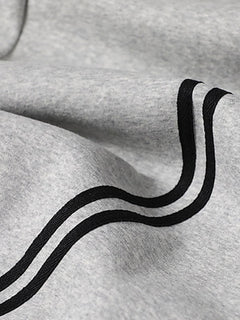 Cotton Web Stitching Letter Print Drawstring Barrel Pants - Light Gray