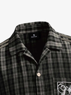 Vintage Punk Distressed Plaid Sleeveless Shirt - Dark Brown