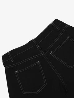 Denim Welt-Embellished Cargo Jorts - Negro