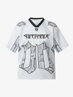 Jersey Style Snake Print T-Shirt - Blanco