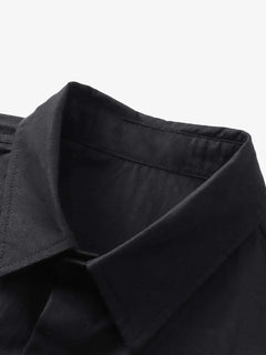 Retro Letter Print Short Sleeve Shir - Negro