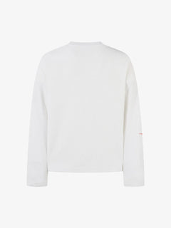 Letter Print Waffle Cross Long-Sleeved T-Shirt - Blanco