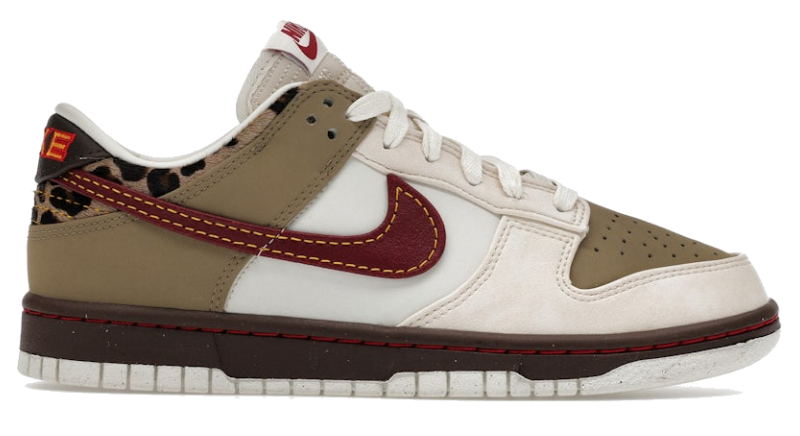 Nike Dunk Low Retro Khaki Team Red Pearl White (Women's) — vista principal sin fondo